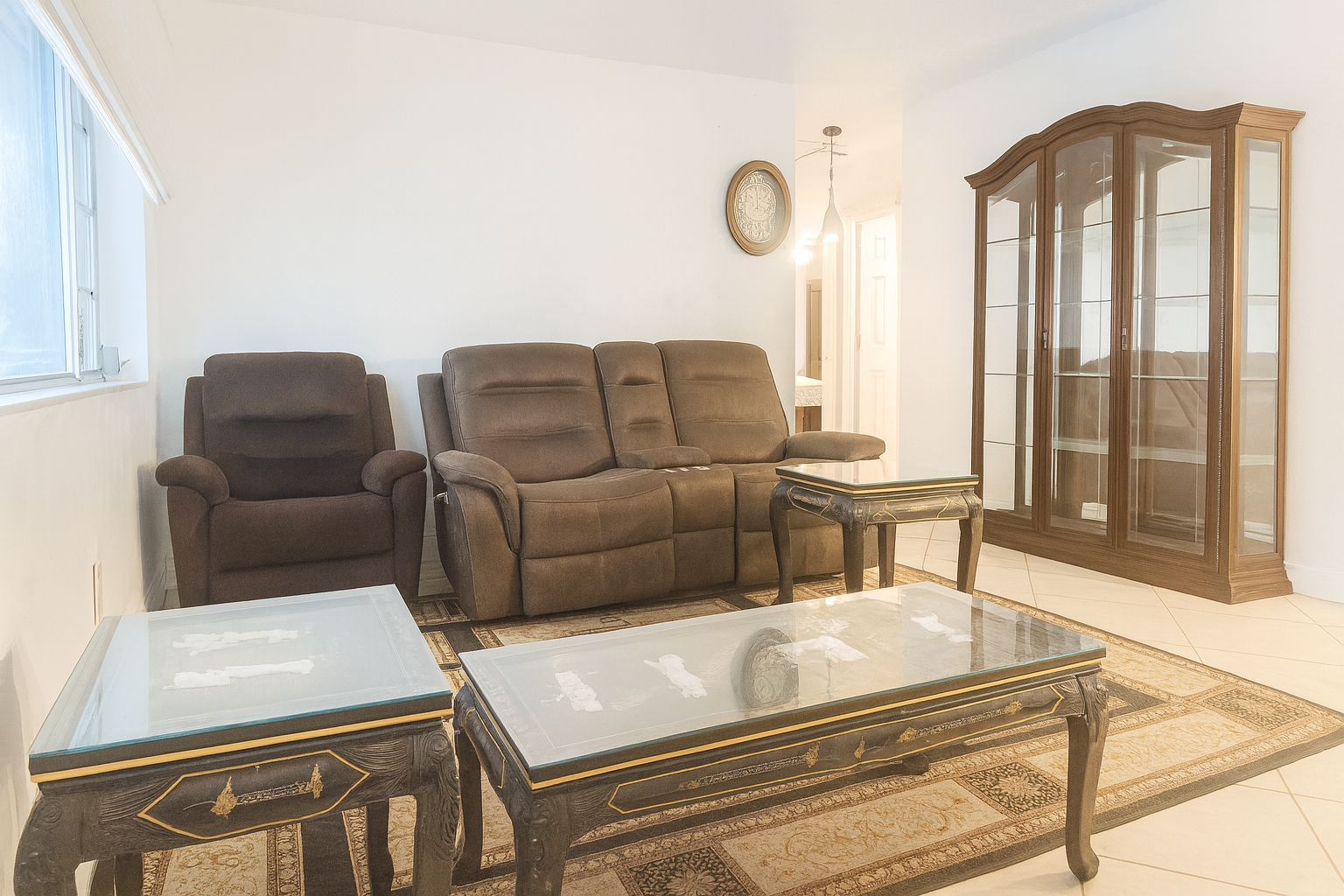 Large living room with media wall